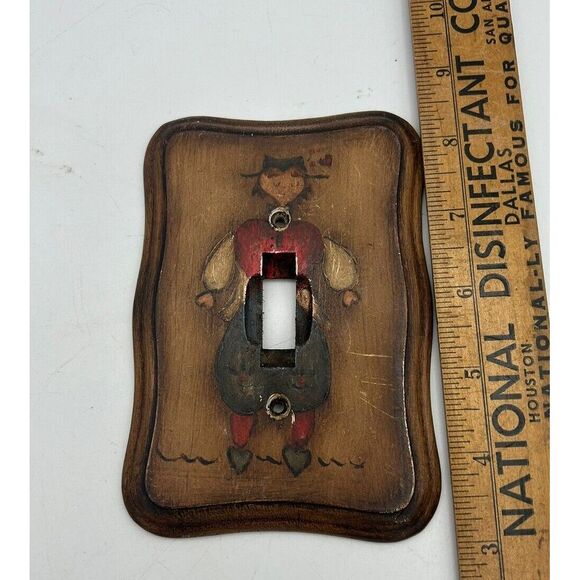 Single Light Switch Wooden With French Boy Painted - Picture 1 of 1